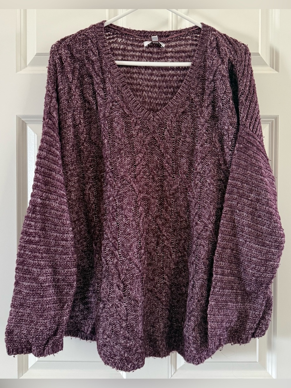 Sonoma Plum Cable Knit V-Neck Sweater